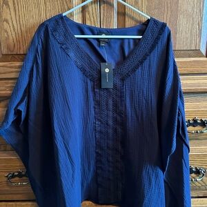 Collection B Midnight Blue Textured Top